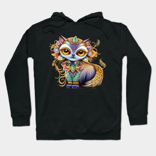 Colorful Cat with Jewel Adornments Hoodie